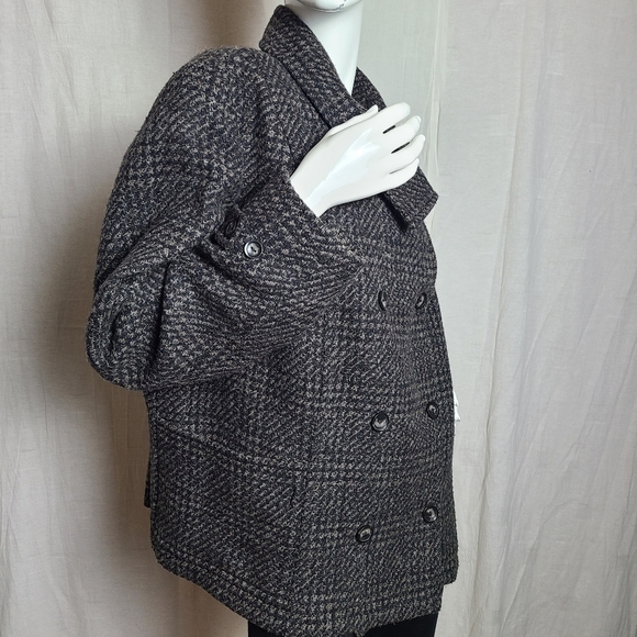 Dalia Collection Brown Houndstooth Wool Blend Double Breaster Blazer Coat - Picture 8 of 15